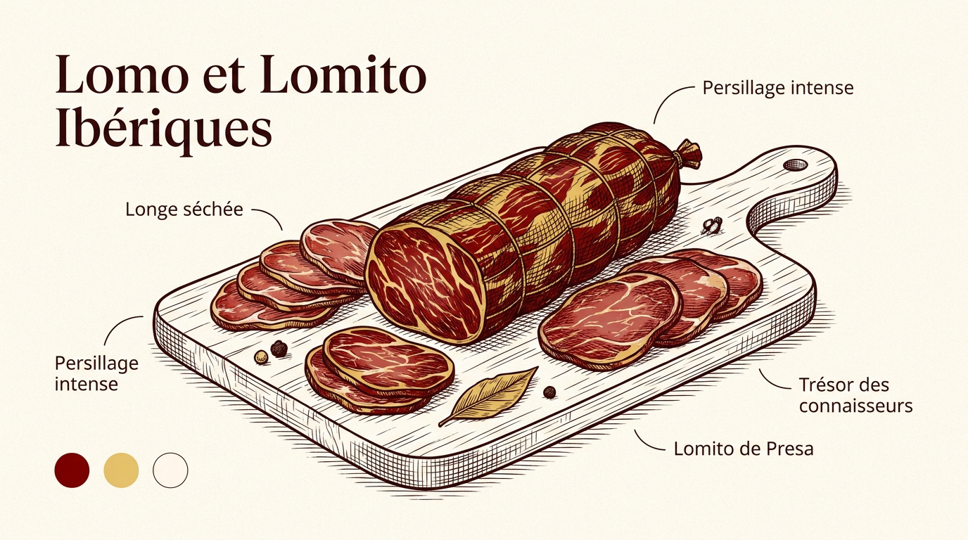 Guide complet des charcuteries ibériques (Lomo, Chorizo...) 3 Tranches fines de lomo et lomito ibériques