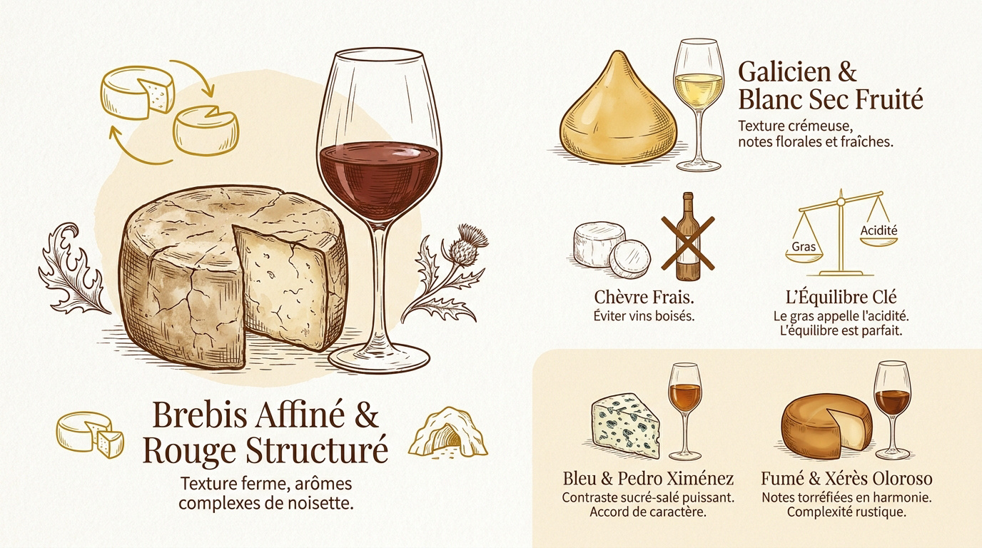 Guide du fromage espagnol pour un plateau parfait 6 Plateau de fromages espagnols assorti de verres de vin rouge et blanc